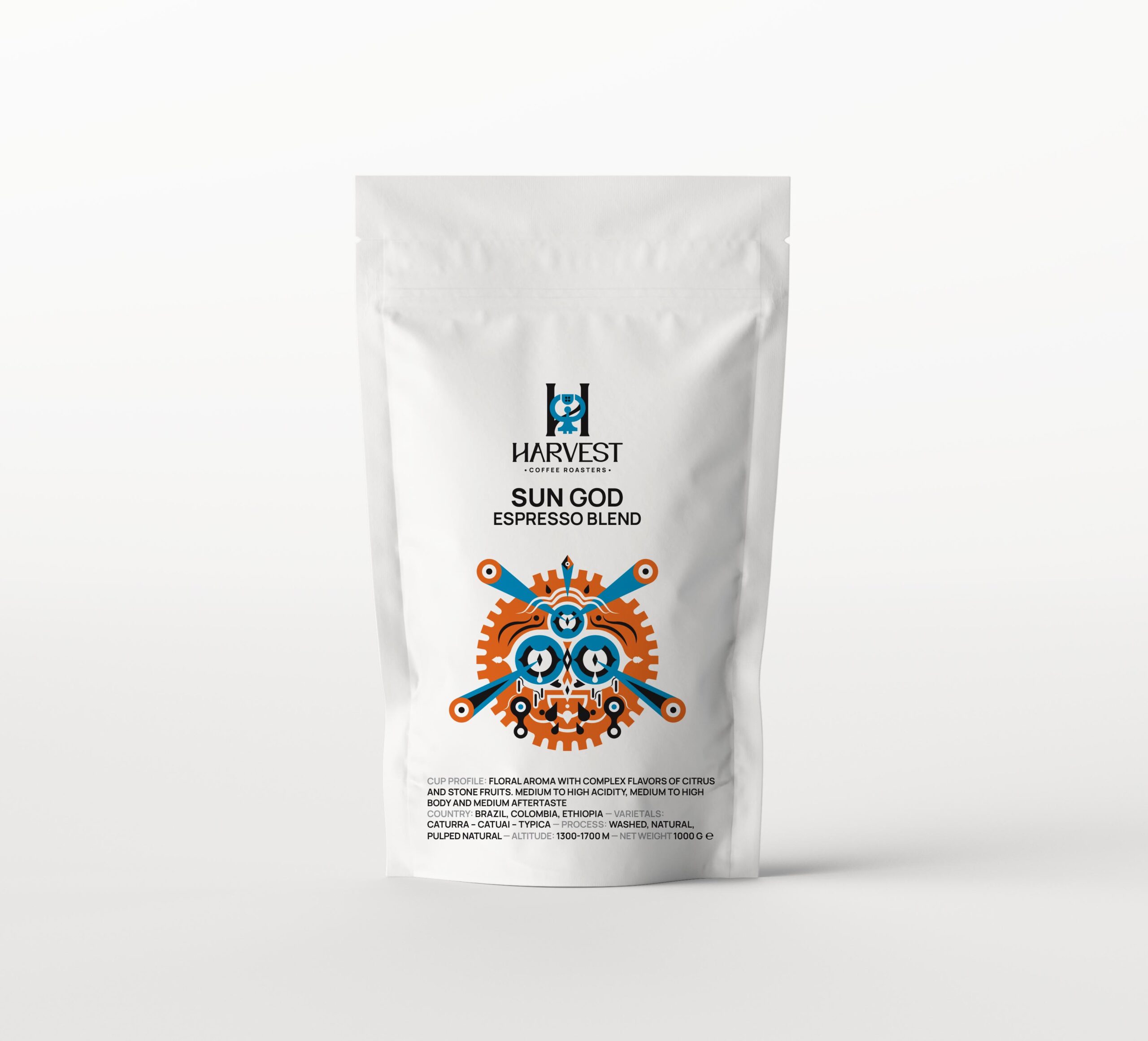 Pouch Bag Packaging Mockup by Anthony Boyd Graphics HARVEST SUN GOD ESPRESSO BLEND (αλεσμένο) 250gr - Image 1